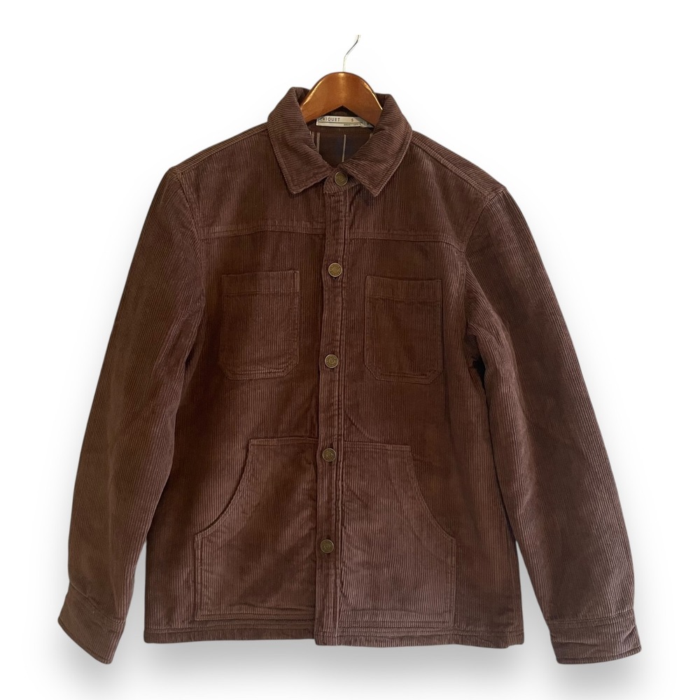 Criquet Mens Brown Corduroy Chore Jacket Plaid Flannel Lined Size S Small NWT